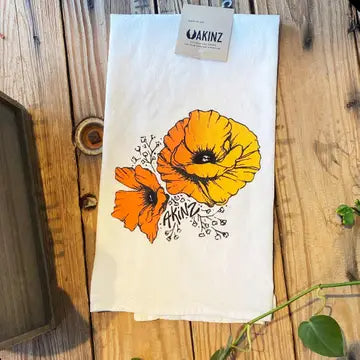 Golden Poppy Tea Towel