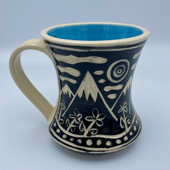 Spirits of the Rocks Studio Mountain Pattern Mug - Touching Earth - Sky Blue
