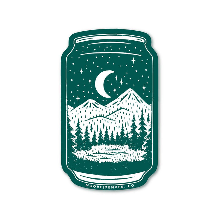 Beer Can Sticker with Mountain Graphic