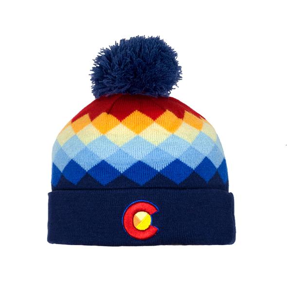 Rainbow Argyle Pom Pom Hat