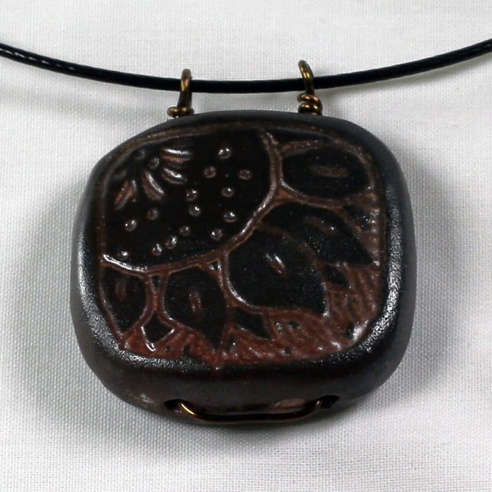 Reversible Rust Sunflower & Leaf Necklace