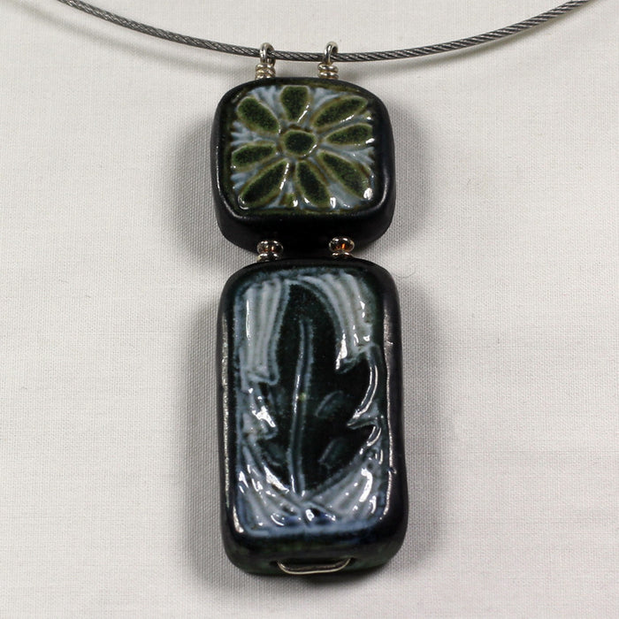 Double Vertical Flower & Leaf Necklace