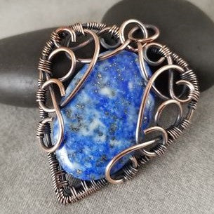 CBG Designs Heart Denim Lapis Necklace