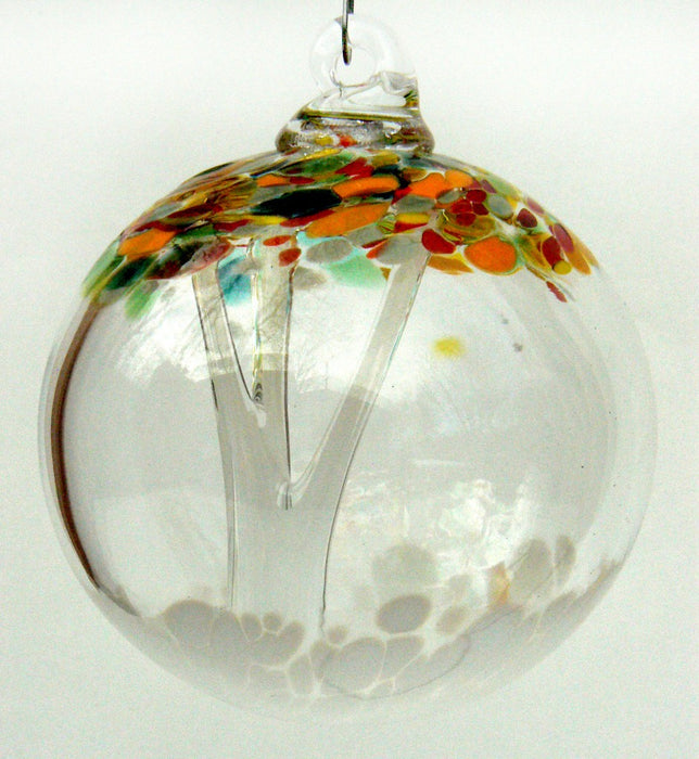 Hand Blown Aspen Tree Ornament in Fall Colors