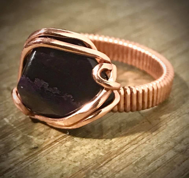Sugilite Wire Wrap Copper Ring