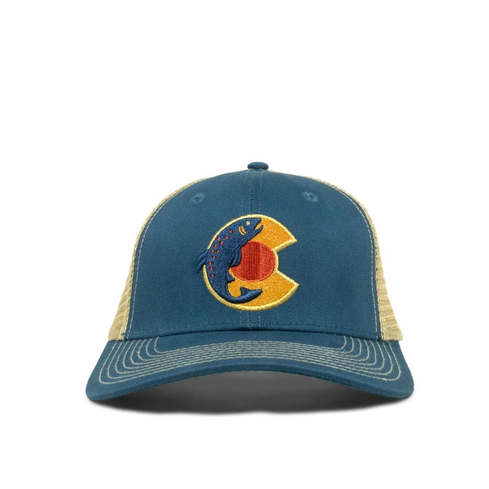 Yo Colorado Trout CO Flag Trucker Hat - Royal Blue