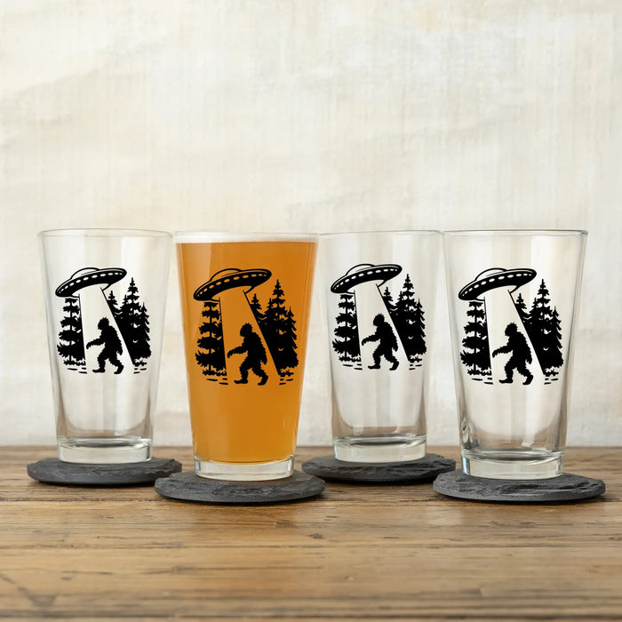 Bigfoot Abduction Pint Glass