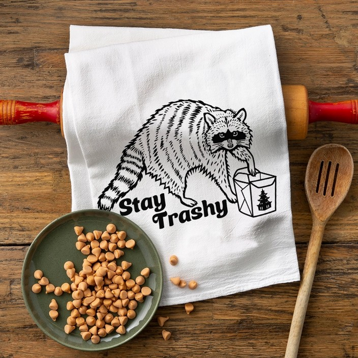 Stay Trashy Raccoon Cotton Tea Towel