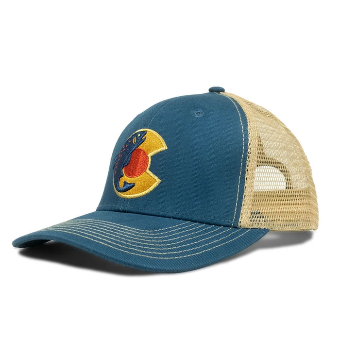 Yo Colorado Trout CO Flag Trucker Hat - Royal Blue
