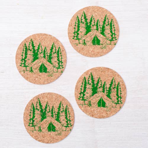 Counter Couture Camping Cork Coasters - Set of 4