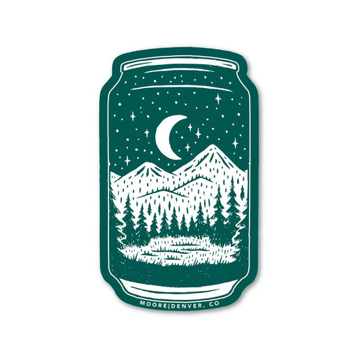 Beer Can Sticker with Mountain Graphic