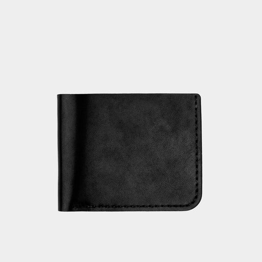 Horween Leather Billfold Wallet - Black Dublin Front View
