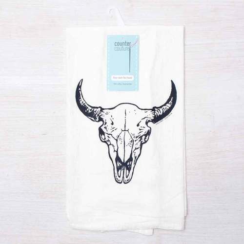 Buffalo Skull Flour Sack Tea Towel