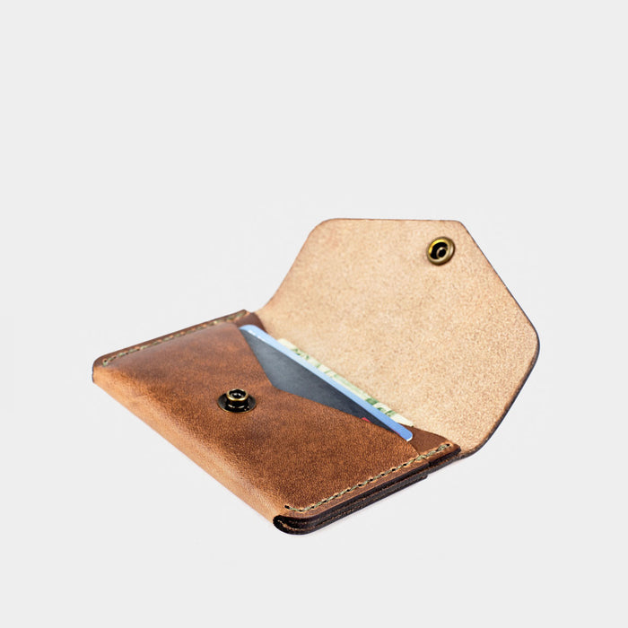 Horween Leather Snap Wallet - Tobacco Dublin Open View