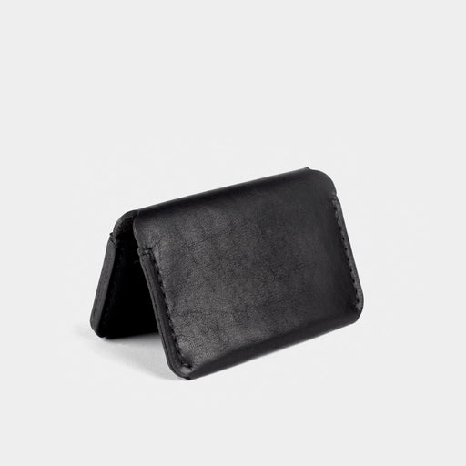 Horween Leather Triple Wallet - Black Dublin Back View