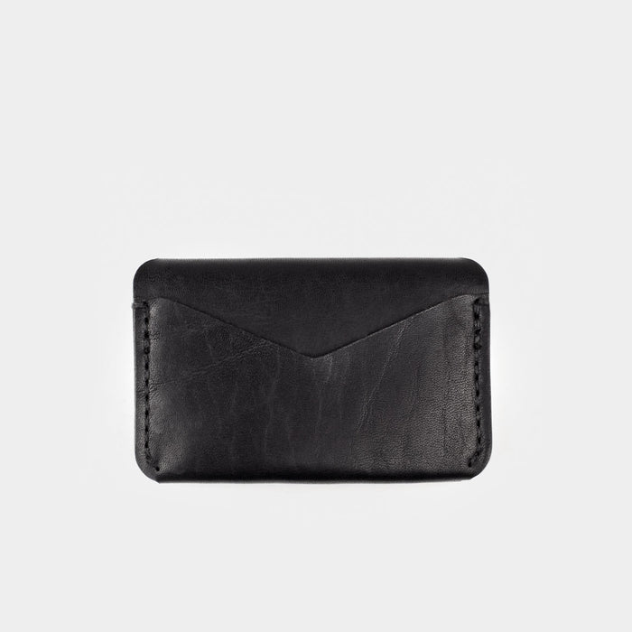 Horween Leather Triple Wallet - Black Dublin Back View