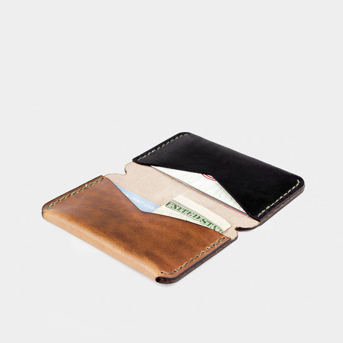 Horween Leather Triple Wallet - Tobacco/Black Dublin Inside View