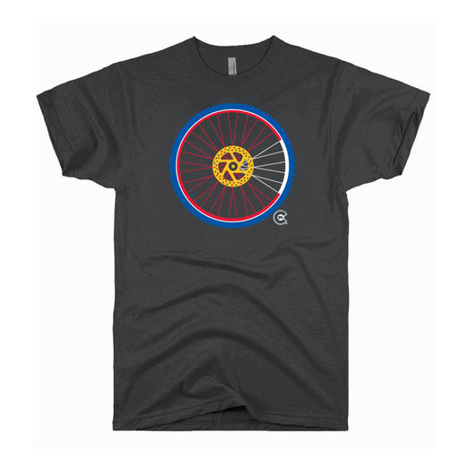 Mountain Bike Wheel Colorado Flag T-Shirt