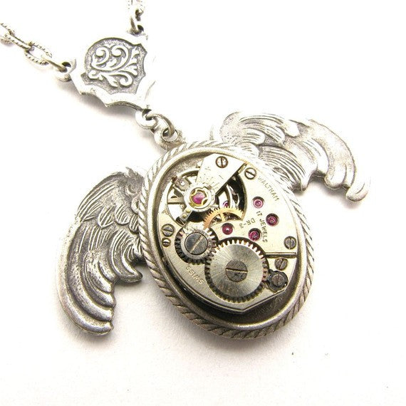 Steampunk Wings of Time Necklace