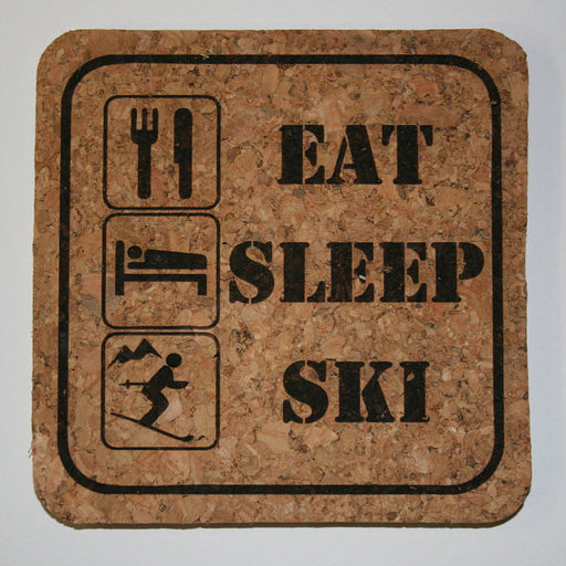 Eat, Sleep, Ski Cork Coaster Set