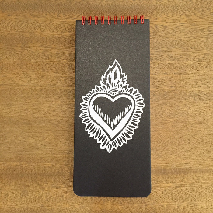 Flaming Heart Notebook in Charcoal