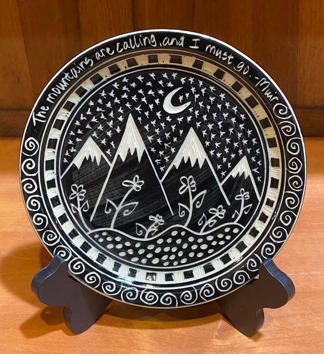 Mountain Pattern 7 inch Round Plate - The Mountains are Calling
