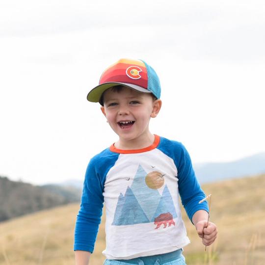 Sunset Fader Trucker Kids Size on Model