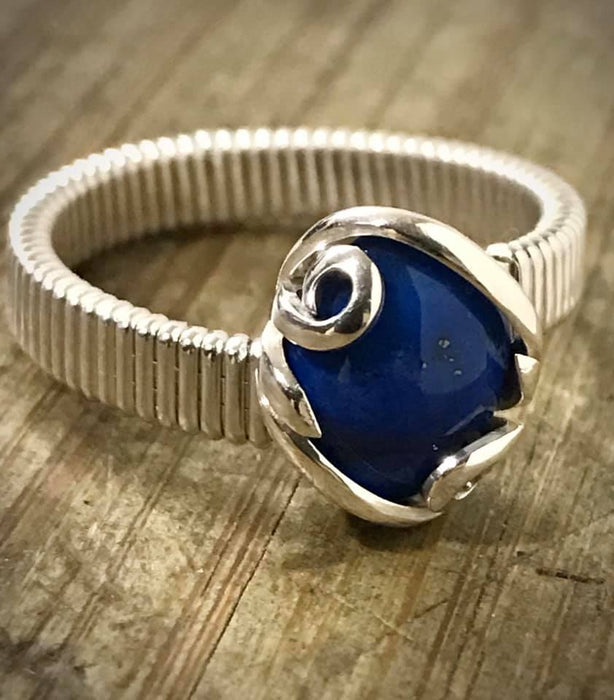 Lapis Wire Wrap Sterling Silver Ring