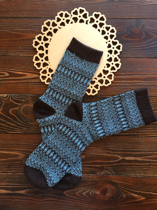 Mt. Belford Merino & Angora Socks in Blue