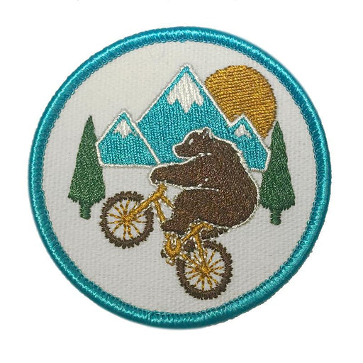 Wheelie Bear Mountain Bike Patch